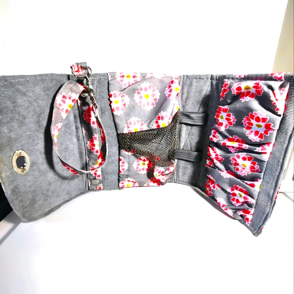 Lilly Bit foldable Pink and Grey Diaper Clutch with strap